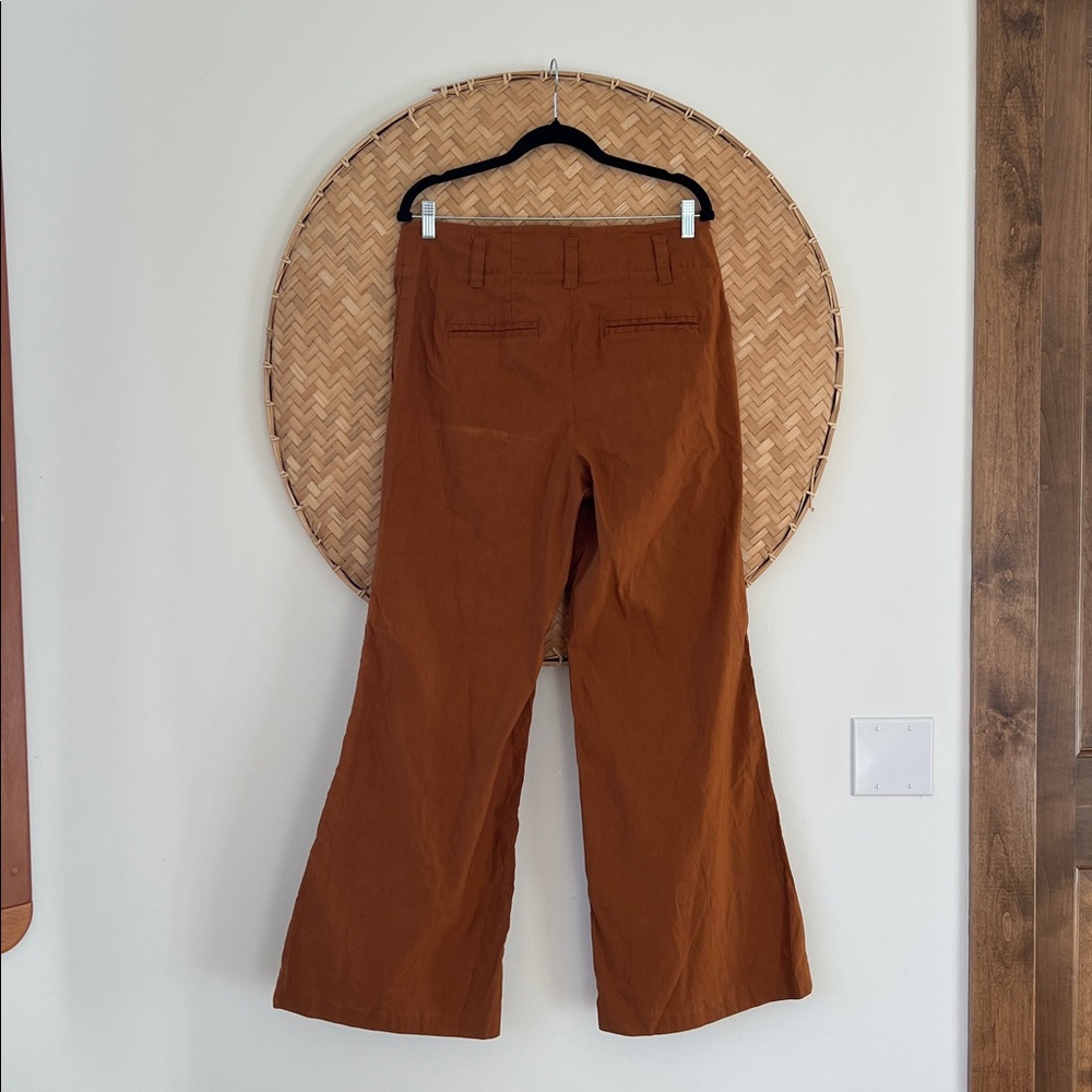 ANTHROPOLOGIE THE MAEVE‎ NAOMI WIDE-LEG FLARE PANT IN RUST BROWN COASTAL COWGIRL - Picture 10 of 15